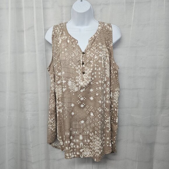 Sonoma Tan Aztec Boho Tank Festival Hippie L - Picture 1 of 11